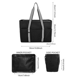 35L Beach Bag XXL Large Mesh Beach Bag with Zip Swimming Bag Women's Waterproof for Beach Travel Shopping Sports, black