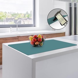 Silicone Mats for Kitchen Counter, 35.4"x23.6"x0.08" Largest Heat Resistant Mat Kitchen Island 2MM Thick Waterproof Countertop Protector Mat Nons-slip Extra Large Counter Mat, Dark Green