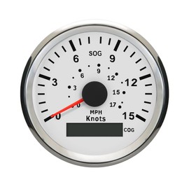 ELING Marine GPS Speedometer 0-15Knots 0-17MPH Speed Gauge with Course for Boat Yacht Vessels with Backlight 3-3/8'' (85mm) 12V/24V (LED Shows Course not Odometer)