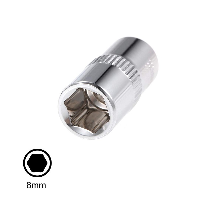 sourcing map 1/4-Inch Drive by 8mm Deep and Shallow Socket