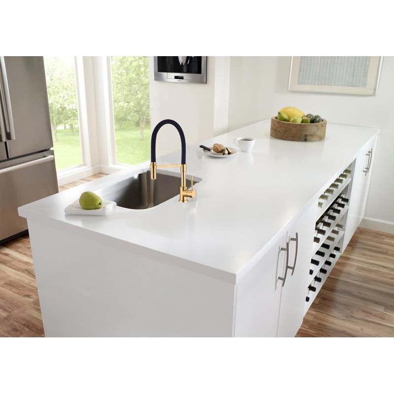 Pirooso Gold and Black Kitchen Faucet, Kitchen Sink Faucet with