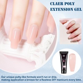 Nude Pink Polygel Nail Extension Builder Gel 15mL – Clear Crystal Hard Gel for Nail Enhancement, Strengthening & Thickening – Long-Lasting, Easy-Apply Poly for DIY Art, Overlays & Extensions (Nude)