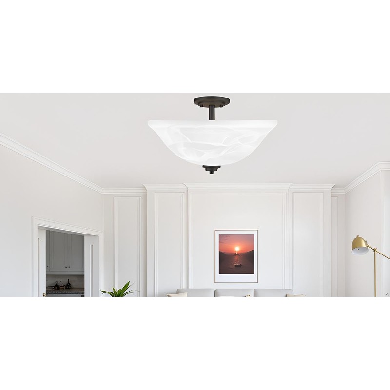 Aspen Creative 25002-65-1 Replacement Alabaster Glass shade for Flush Mount