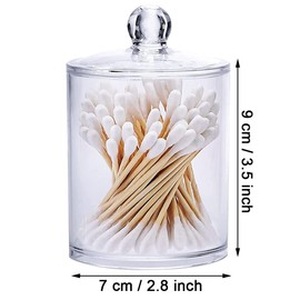 Pack of 2 cotton pads container box, cotton pad dispenser, cotton buds holder, cotton buds container, bathroom canister storage, for cosmetics, cotton balls, swabs, hair pins, elastic hair bobbles