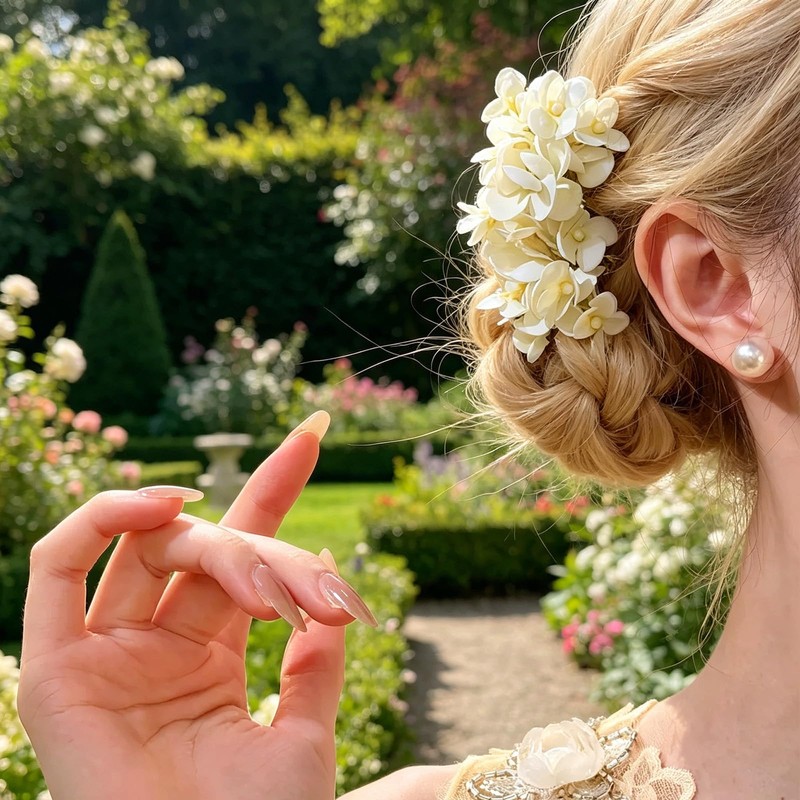 2 Pack Floral Hair Pins with Hydrangea Flowers for Women