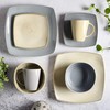 Gibson Elite Soho Lounge Square Reactive Glaze Stoneware Dinnerware Set,