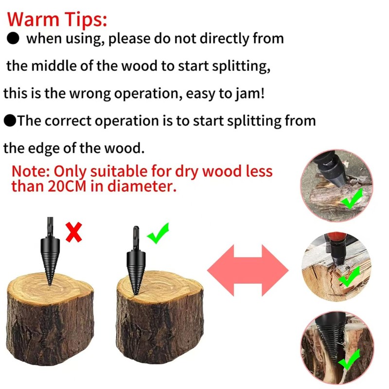 4PCS Firewood Log Splitter, Firewood Drill Bit Wood Splitter 32mm,