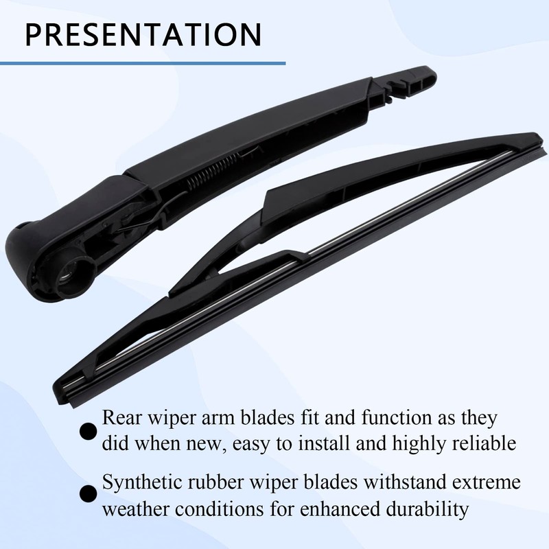 Effitnee Rear Wiper Arm Blade and Arm Set, Back Windscreen