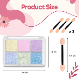 6 Colours Chrome Glitter Powder for Nails with 3 Brushes