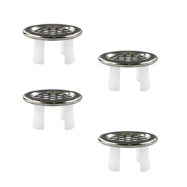 4 Pack Bathroom Sink Overflow Trim Ring, Mesh Chrome Sink Overflow Drain Cover Round Basin Cover for Home Shopping Malls Kitchen Bathroom (Silver)