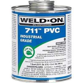 Weld-On 10119 711 Industrial Grade PVC Heavy-Bodied High Strength Solvent Cement - Medium-Setting and Low-VOC, Gray, 1 Quart (32 fl oz)