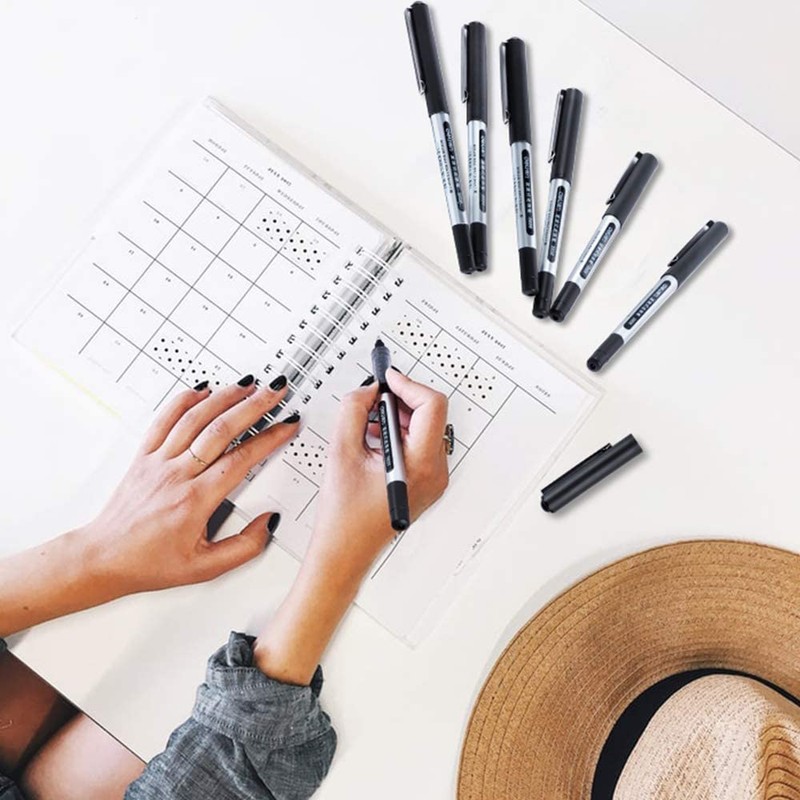 Liquid Ink Rollerball Pens, 12 Pack 0.5mm Stick Ballpoint Black