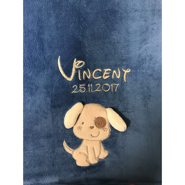KIDDI-MEDIA Dog Blanket with Name Embroidered Appliqués, 2 Lines Lettering