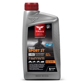 TRIAX Power Sport 2T Full Synthetic, All Season, 2 Cycle Engine Oil | For Powersports Premix & Direct Injector Engines in ATVs, UTVs, Snowmobiles, Wave Runners, JetSkis & Dirt Bikes (1 Quart)
