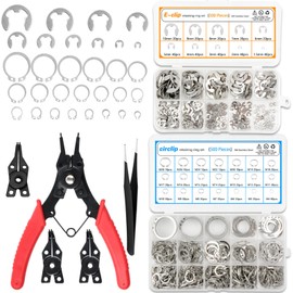 Medoon 800Pcs C-Clip External Retaining Rings Snap Rings Assortment Kit Circlip Alloy Steel(M4-M28)+ 5Pcs Snap Ring Plier + Tweezer + E-Clip Assortment Set(1.5mm-10mm)