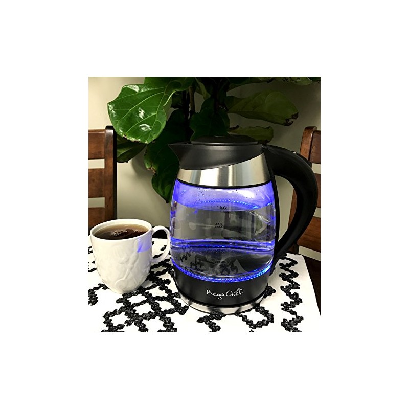 MegaChef 1.8Lt. Glass and Stainless Steel Electric Tea Kettle
