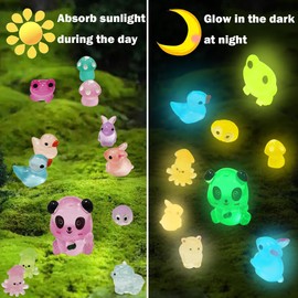 Caxmtu 120Pcs Luminous Mini Resin Animals Tiny Ducks Glow in The Dark Miniature Figures for Dollhouse Micro Garden Landscape Aquarium Decor