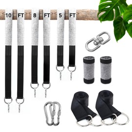 10FT Tree Swing Hanging Strap Kit (Set of 2) Holds 5500 lbs, Extra Long Tree Swing Ropes with Screw Lock Carabiners, Tree Protectors and Swivel, Fast & Easy Installation for All Swings and Hammock