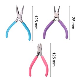 Dzsomt Jewellery Pliers Set Jewellery Long Nose Pliers Flat Pliers Round Nose Pliers Set Small Jewellery Pliers Wire Professional Mini Needle-Nose Pliers Set Jewellery Pliers Jewellery Making for