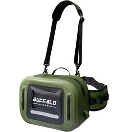 Buffalo Gear Waterproof Fishing Fanny Pack,8.9L Fishing Waist Pack with Airtight Zipper for Fly Fishing,Kayaking,Camping,Outdoor Sports Green