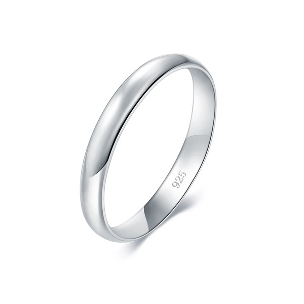 BORUO 925 Sterling Silver Ring High Polish Plain Dome Tarnish