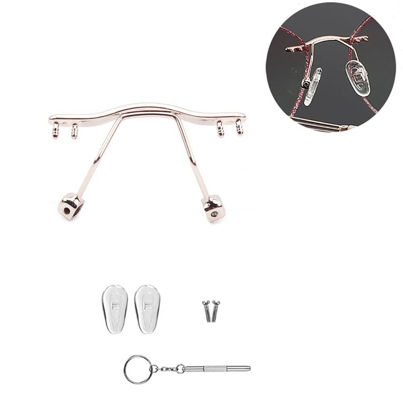 Silver Metal Replacement Nose Bridge Eyeglass Pads Pieces Screw and