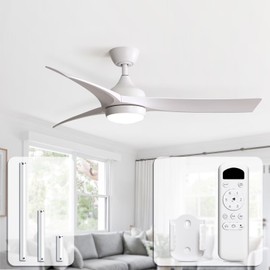 Sofucor 52 Inch Ceiling Fans with Lights Remote Control, Outdoor Low Profile White Ceiling Fan with Light 6-Speed 3 CCT Dimmable 3-Timer 5 Blade Reversible DC Motor for Living Room Bedroom Patio