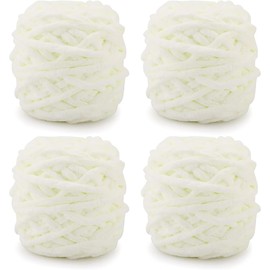 4 x 100g Knitting Wool Yarn Solid Color Knitting Yarn for Crochet for Yarn Projects Making DIY Crafts Scarves Hats Handmade Bags Blankets Sweaters (Milk White)