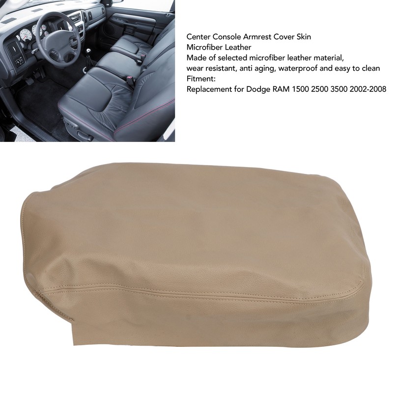 Center Console Armrest Cover Skin Microfiber Leather Replacement for Dodge