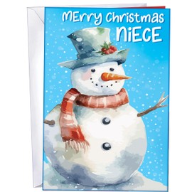 Chuck's Card-O-Rama - Niece Christmas Card - MADE in CHICAGO - Large Card Opens to 10" x 7.75" - Packaged in Extra Sturdy Mailer - Merry Christmas Niece - 1007