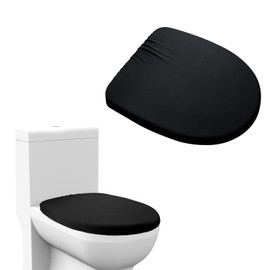 OXDFK Black Toilet Lid Cover, Toilet Lid Cover with Elastic Bottom, Replacement Universal Toilet Lid Cover, for Bathroom Decor Accessories, Washable, Prevents Dust