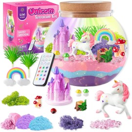 Kit de Terrario Iluminado para Niños, Kits de manualidades DIY para niños y niñas, Juguetes para Niñas Luces LED Nocturnas, 13 Colores, manualidades unicornio, Regalo De Cumpleaños Para Niños (A)