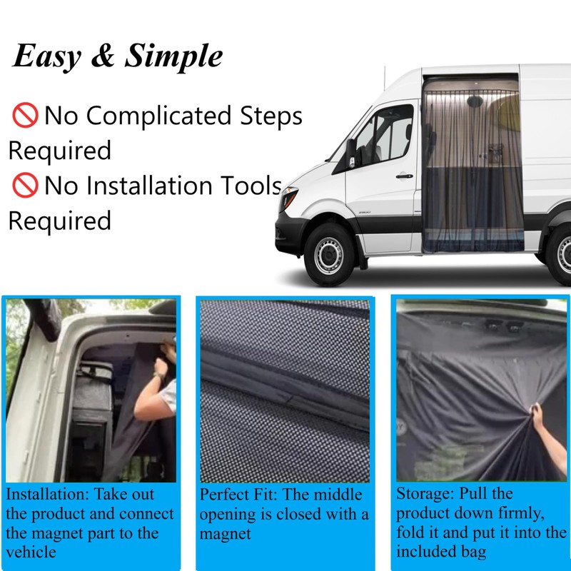 Eysbiy Magnetic Van Bug Screen Nets for Transit, Sprinter, RAM