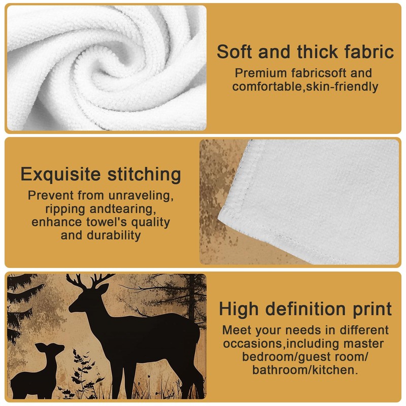 Forest Deer Hand Towels Set of 2 Dish Towels Soft
