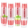 Tiangrid 100 Pcs 16 oz Red and White Checkered Plastic