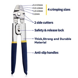 SPEEDWOX 10" Crimping Pliers 180 Pcs Aluminum Double Barrel Ferrule Crimping Loop Sleeve Wire Rope Crimping Tool with Ergonomic Handle Up to 2.2mm