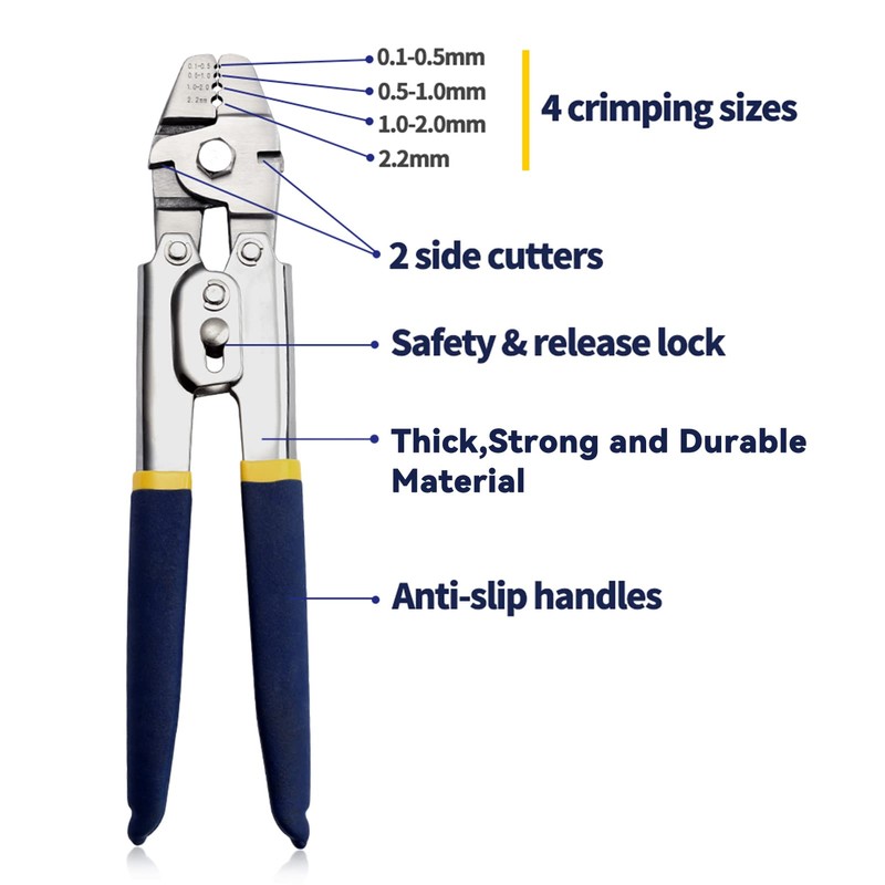 SPEEDWOX 10" Crimping Pliers 180 Pcs Aluminum Double Barrel Ferrule