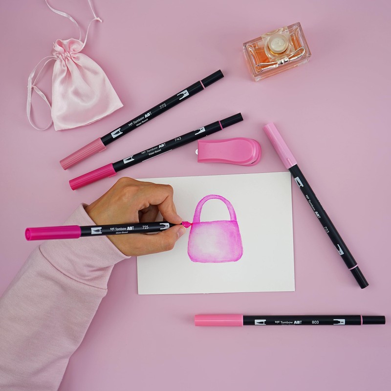 Tombow ABT Dual Brush Pen, Pink Edition, Pen with Two