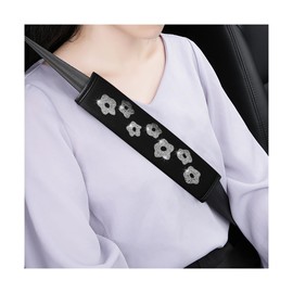 Sandfren 2PCS Bling Car Seat Belt Covers, Vehicle Safety Belt Shoulder Neck Pad, Automotive Interior Seatbelt Cushion Protector Decoration Accessories for Women, Universal Fit (Gray)