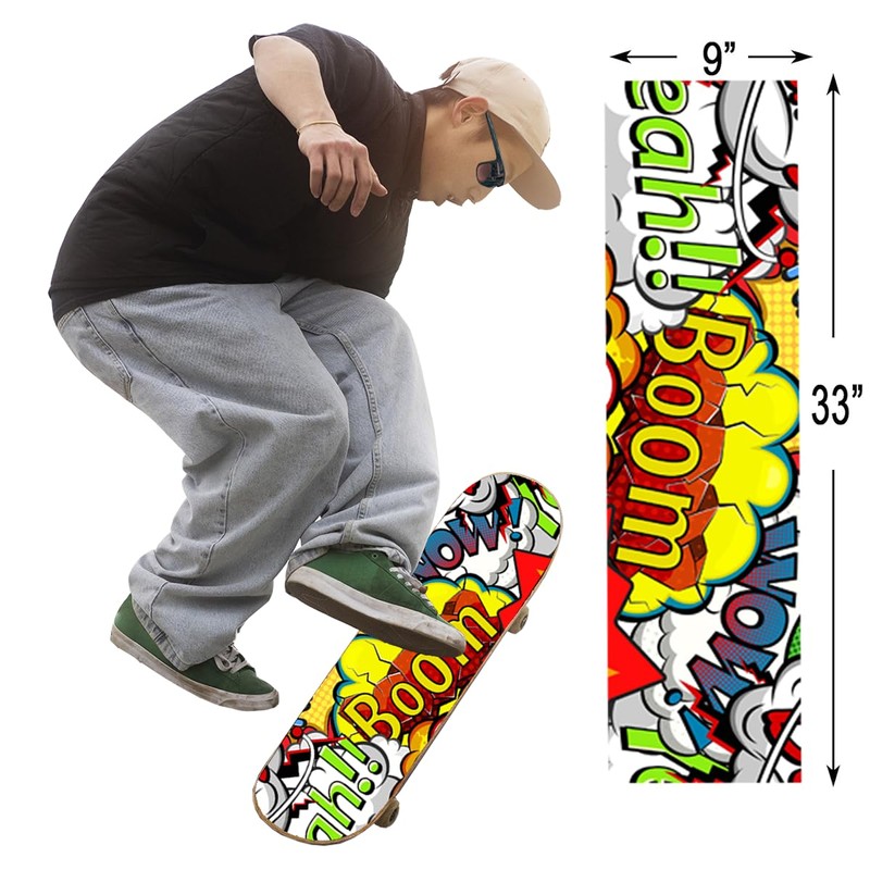LMYEE Skateboard Grip Tape, Black Griptape Sheet 9 x 33