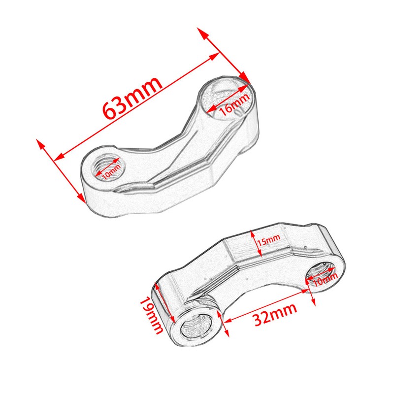 Motorcycle Mirror Riser Extender Adaptor Handlebar Mount Mirror Riser Extenders