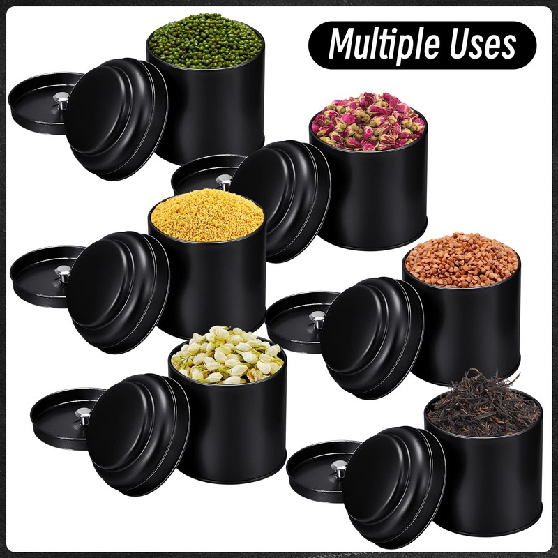 Meanplan 12 Pcs Tea Tin Canister with Airtight Double Lids