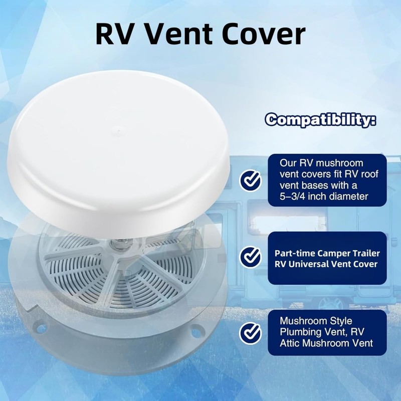 RV Vent Cover, ABS Plastic Mushroom Vent Cap for Camper