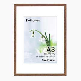 8x10 Picture Frame, Solid Oak Wood 8x10 inch Walnut Photo Frame for Home & Wall Decor, 8x10 Picture Frame with Mount for 5x7 Inch with Tempered Real Glass, Tabletop & Wall Mounting Display