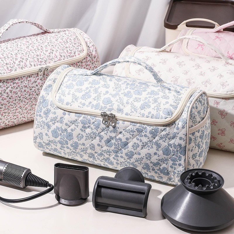 AMZMA Quilted Hair Tool Bag for Travel Storage, Large Organizer