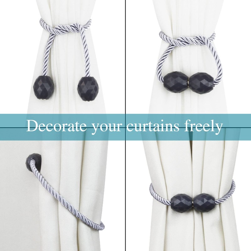Porlau Strong Magnetic Curtain Tiebacks Grey 6 Pack Decorative Tie