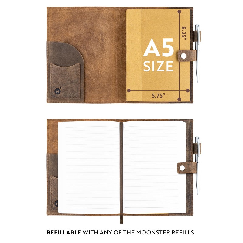 moonster Refillable Leather Journal Joshua 1:9 Bible Verse Embossed Journals