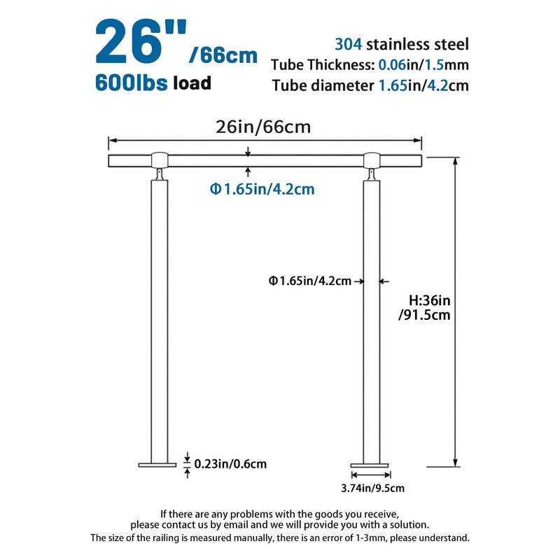 ZALNVEY 1-2 Step Stair Railing, Handrail for Indoor Outdoor Steps,