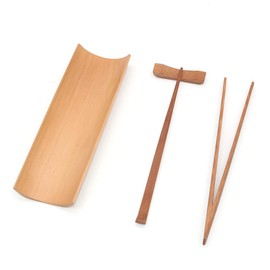 POFET Tea Ceremony 4 PCS/SET Handmade Bamboo Rectangle Tea Serving Scoop Tea Needle Tea Clip Tea Shelf Kungfu Tea Set for Lady