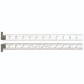 Starrett Spring Tempered Steel Rule with Satin Chrome Finish, Quick Reading, and Inch Graduation - 12" Length, 4R Graduation Type, 3/64" Thickness - CH604R-12